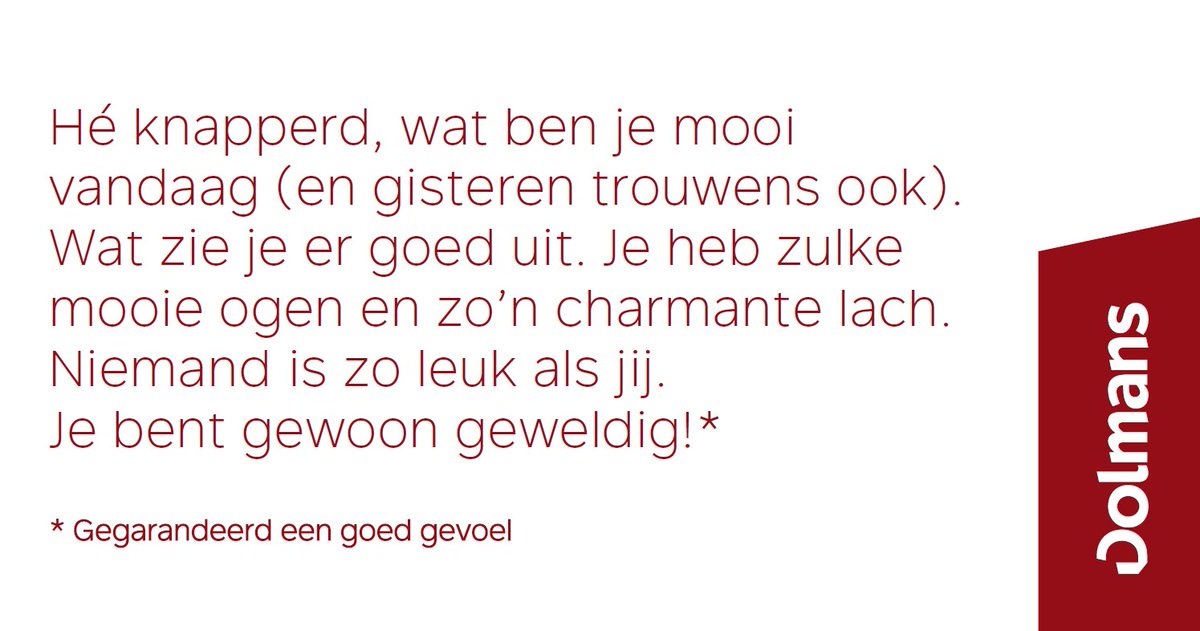 DolmansSD's tweet photo. Dit compliment is voor jou! #nationalecomplimentendag  #gegarandeerdeengoedgevoel https://t.co/Lm9qUM5dwj