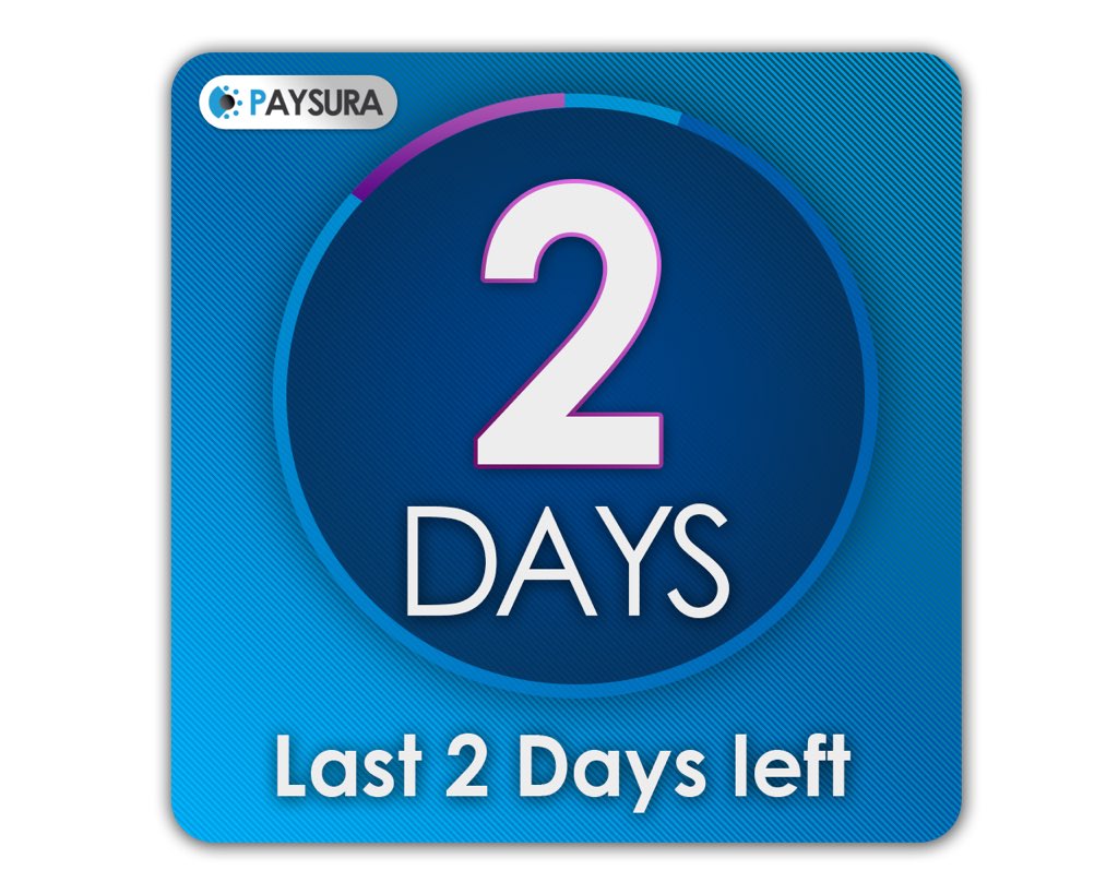 PAYSURA_IPC's tweet photo. Only 2 days left! 
#PAYSURA #ICO is getting closer.
Register now for your 35% #bonus! 

https://t.co/yw2Df9eZEg

$IPC #blockchain #tokensale #cryptocurrency https://t.co/yniOozrRhE