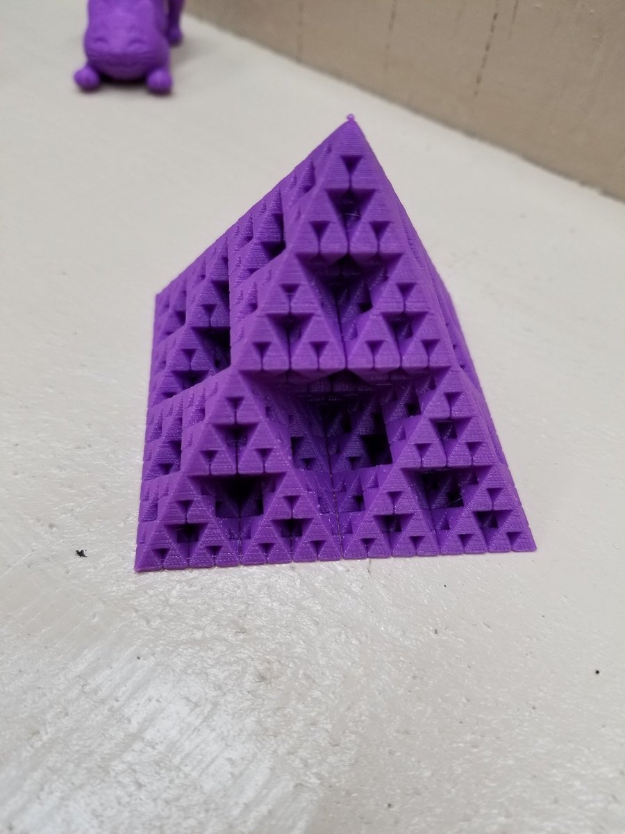 AWordyFox's tweet photo. Sophomore Brady S. wanted a sierpinski triangle printed in the 3D printer! We did it! #cdmakes #kidslovemath https://t.co/f4es2JJDRh