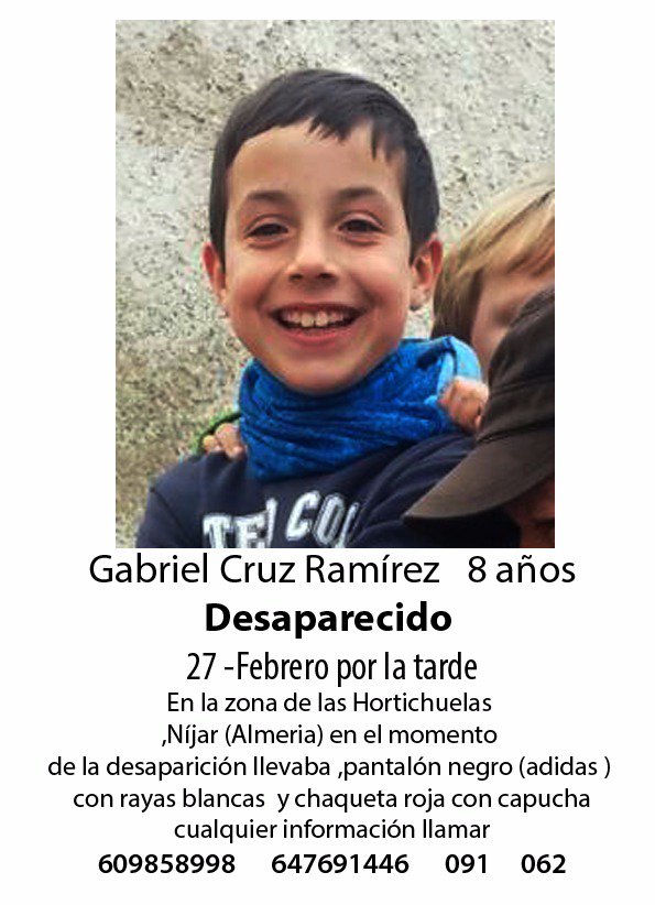 guada350's tweet photo. #NiñoDesaparecidoNíjarAR #RT https://t.co/5BcWAqybK9