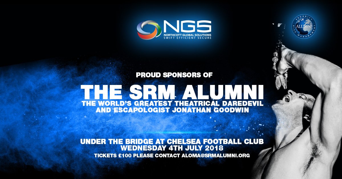 SRMAlumni's tweet photo. Great to have @NorthcottGS as proud sponsors of the #SRMAlumni Summer #Security &amp; #Riskmanagement #Networking evening https://t.co/p1F6Xc75qX