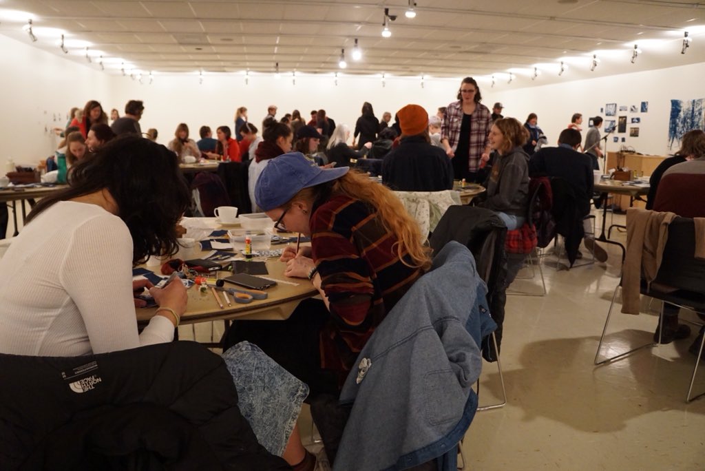 OwensArtGallery's tweet photo. Thanks to everyone who came out for last night’s Maker Maker with Karen Stentaford and Melissa Marr! Many beautiful blue pocket-sized cyanotypes were made! #makermaker https://t.co/ou88rXprXT