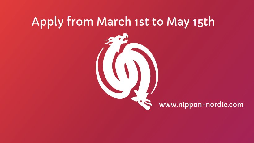 #NipponNordic is open for applications! 

> Spend four weeks developing your game, animation, VR, AR or transmedia project
> Open for professional artists, creatives &amp; freelancers from Scandinavia &amp; Japan 

Sign up: nippon-nordic.com/apply-2018
#nordictech #dkgame #swegame #indiedev