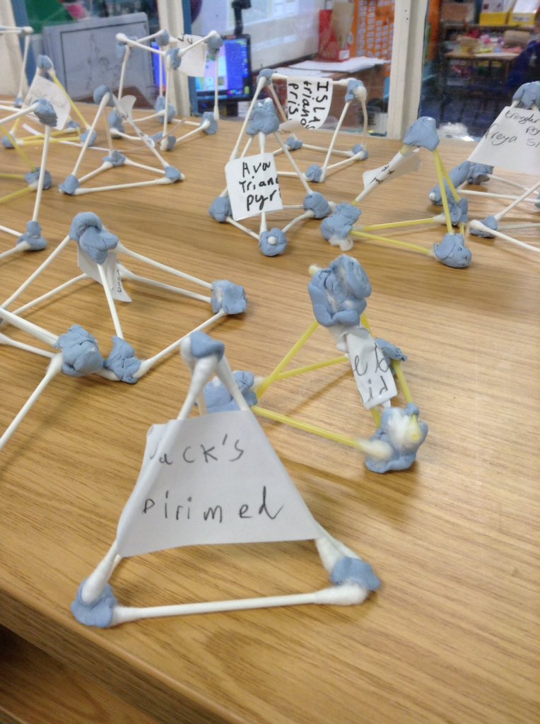 latimerprimary's tweet image. Class PK made 3D shapes using cotton buds and blu tack.  We counted the edges and vertices (corners).  Some of our shapes might need a bit of TLC when we get them home! #ClassPK #maths