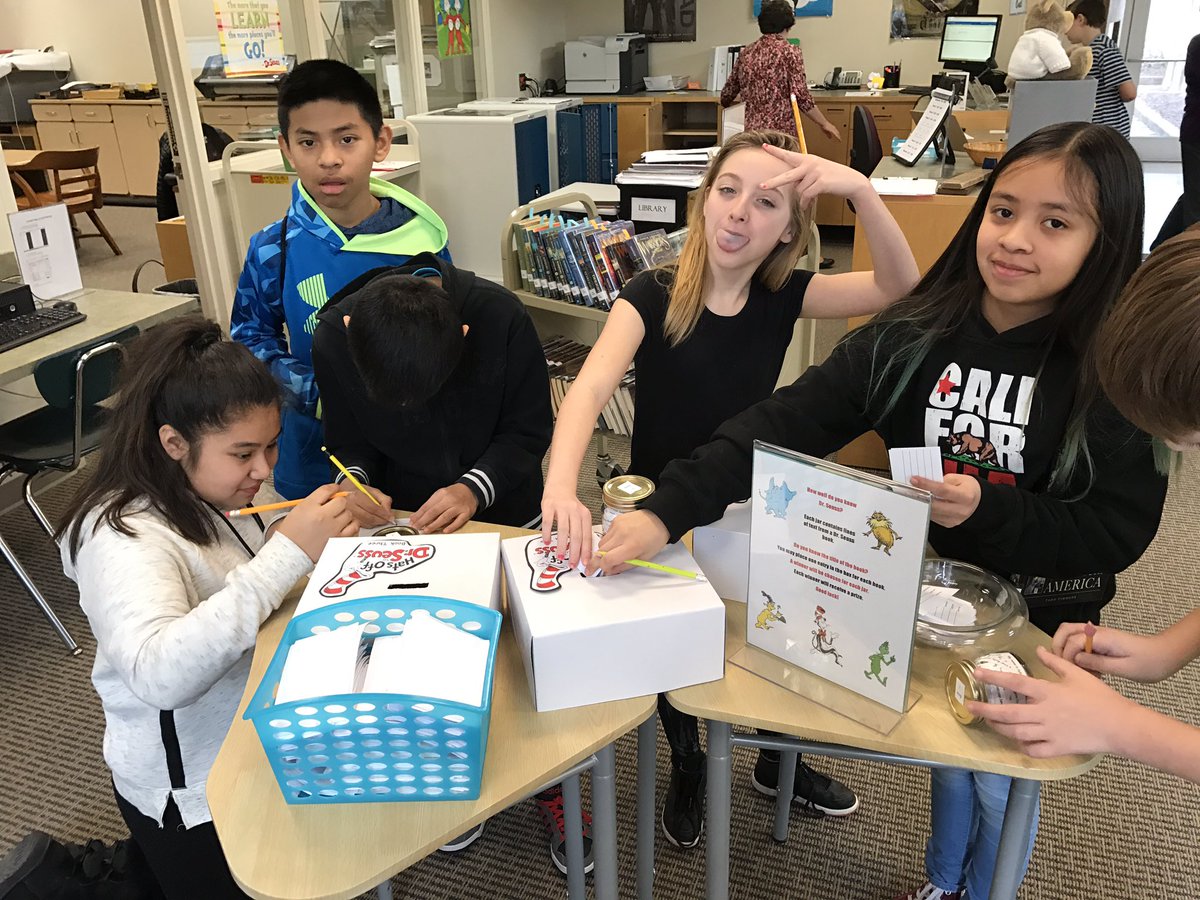 How well do you know #DrSeuss? Guess the book by reading the lines in the jars! Stop by the Library before tomorrow to make your guess! #SixthGradeCenter #qcsd #ReadAcrossAmericaWeek #MrsEvansELA