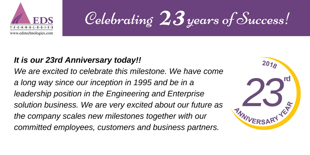 EDSTechnologies's tweet photo. Celebrating 23 years of Success! 
#ANNIVERSARY @EDSTechnologies https://t.co/UTOykJMCGL
