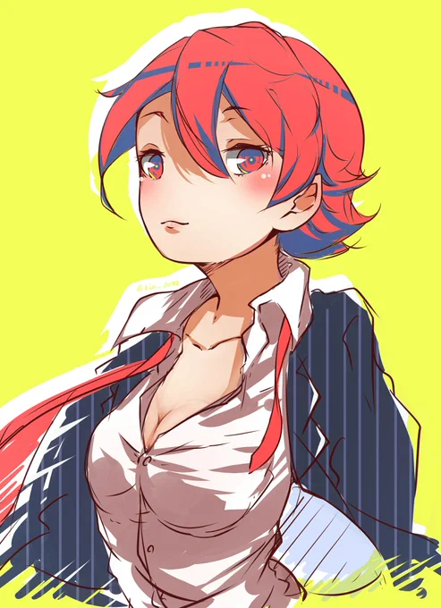 あから姉今回のコス似合うなぁ～‼
格好いい‼(*'ω`*)
#スクスト版深夜の真剣お絵描き60分一本勝負 
#スクスト 
