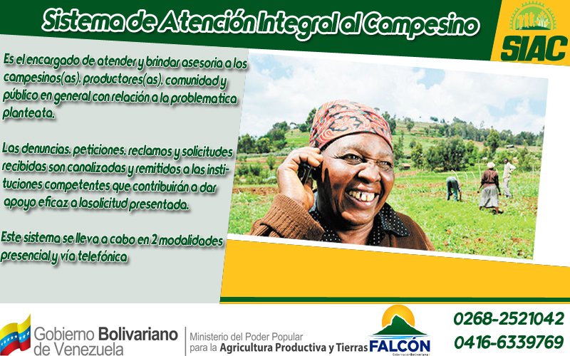 UemppatFalcon's tweet photo. El Sistema de Atención Integral al Campesino es una herramienta de comunicación directa con nosotros ¡Usala! @felipesuarez1 https://t.co/AVcwIoauoi