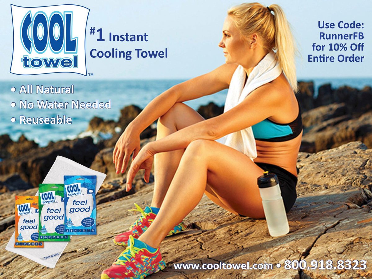 FloridaRunning's tweet image. Get 10% off your entire order with code: RunnerFB at cooltowel.com