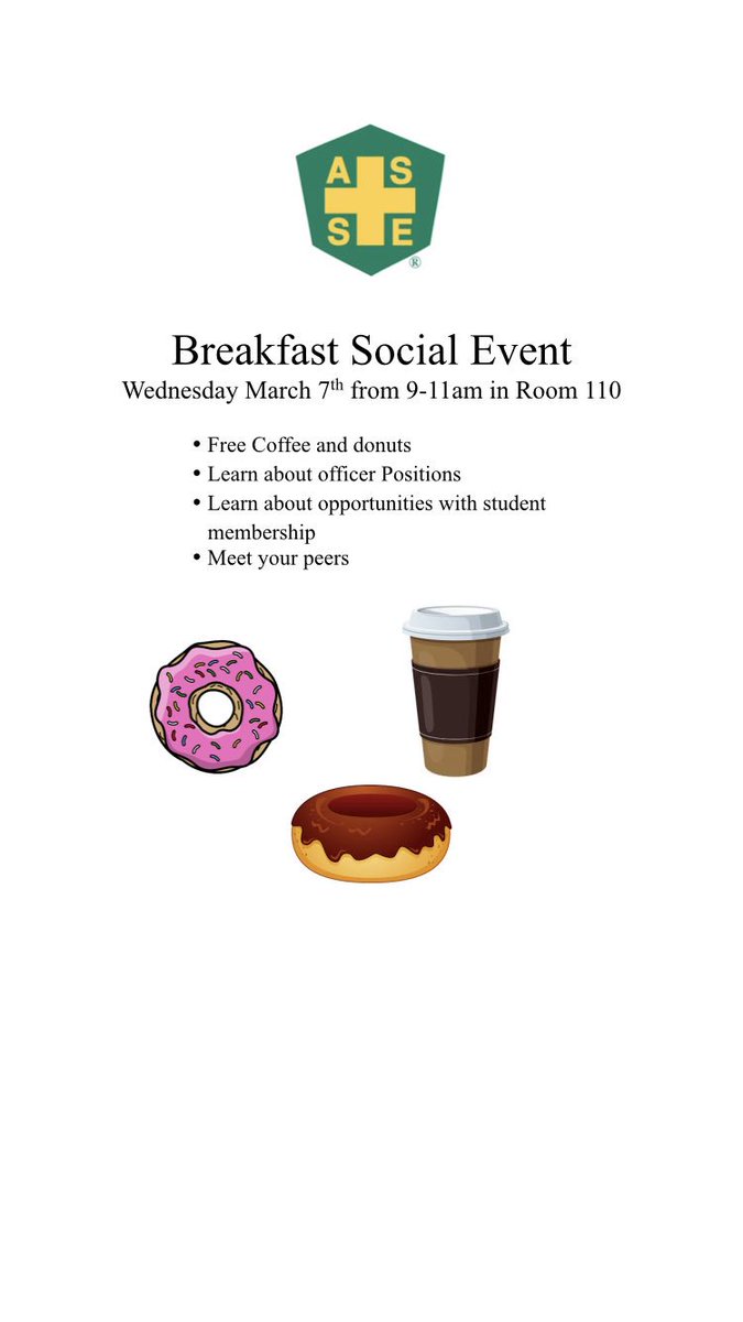 IUP_ASSP's tweet photo. 🚨UPCOMING MEETINGS 🚨
• Breakfast Social Event ☕️ - March 7th, 9:00-11:00a
•  Excel Learning Meeting 📊- April 10th, 5:00-6:30p

Hope to see you all there! https://t.co/gQ8Mz7U8PE