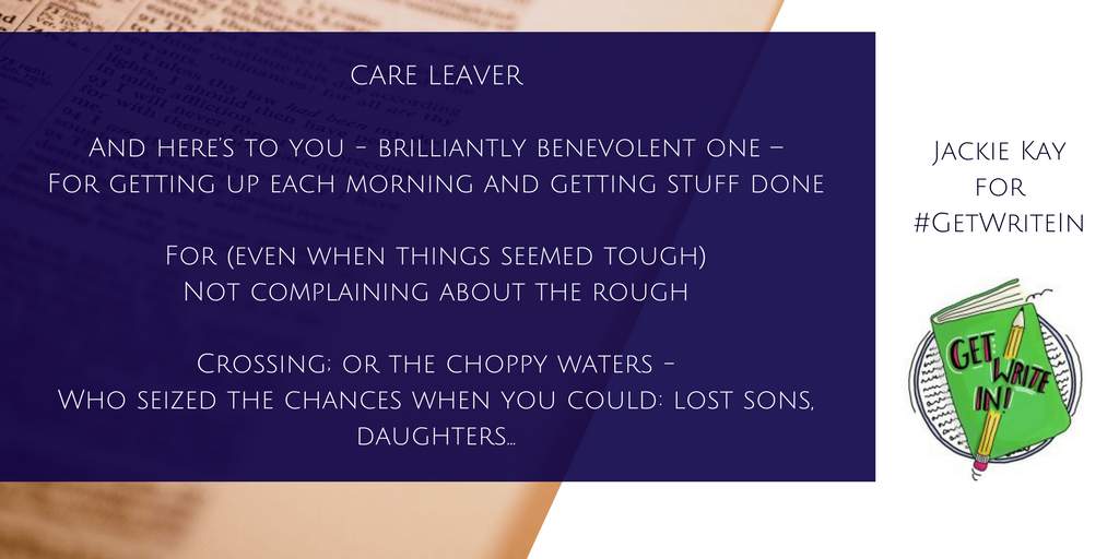 CELCIStweets's tweet photo. The wonderful @JackieKayPoet celebrates young people with care experience in ‘Care Leaver’.
Scotland’s Makar penned this poem for last year’s #GetWriteIn creative writing competition.
Read the full poem: https://t.co/xgSQ2v5Do4 #WorldBookDay https://t.co/vL3ujyklUO