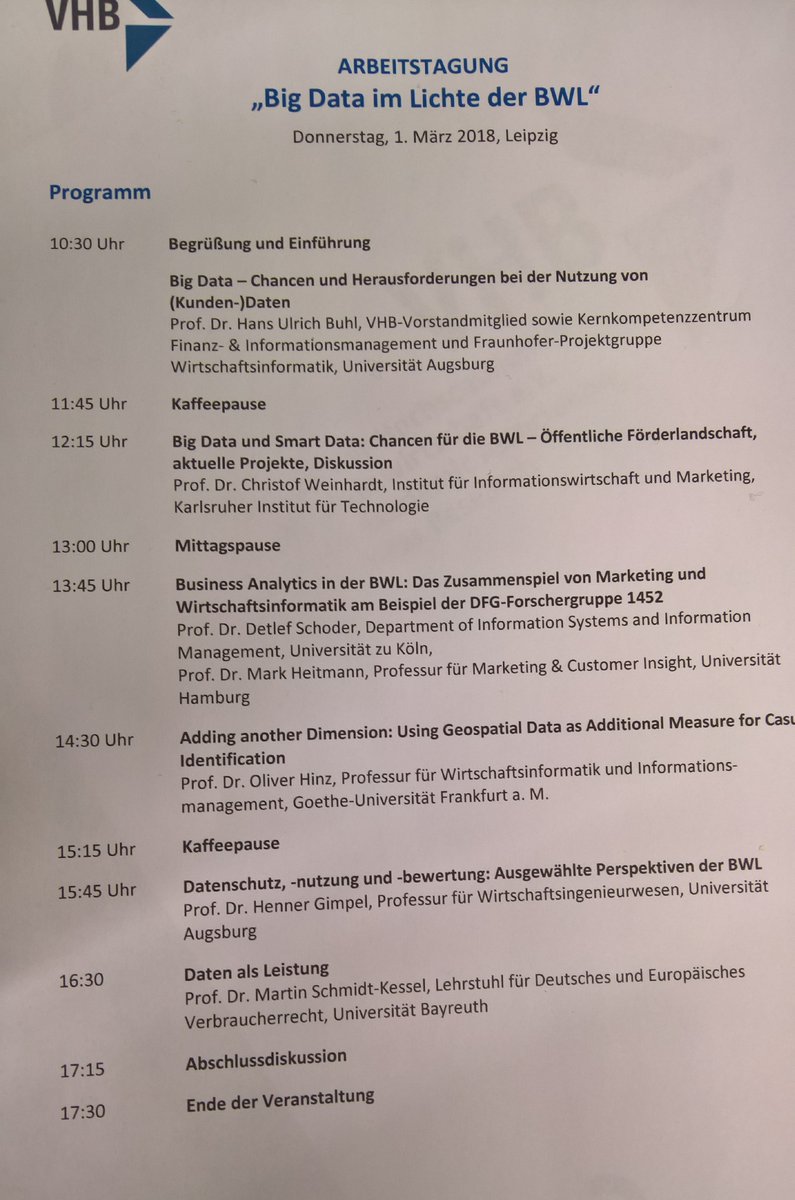 FfV_UniBayreuth's tweet photo. #BigData im Lichte der #BWL - spannende interdisziplinäre Tagung #ZahlenMitDaten https://t.co/wfAfBlTfBw