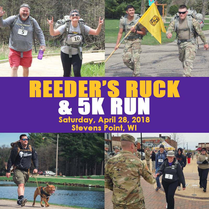 JUST ANNOUNCED: Early-bird registration for the 2018 #ReedersRuck on April 28 is now open! New this year is a 5k run option. ow.ly/w1iE30iGWmG #UWSP #ROTC #StevensPoint