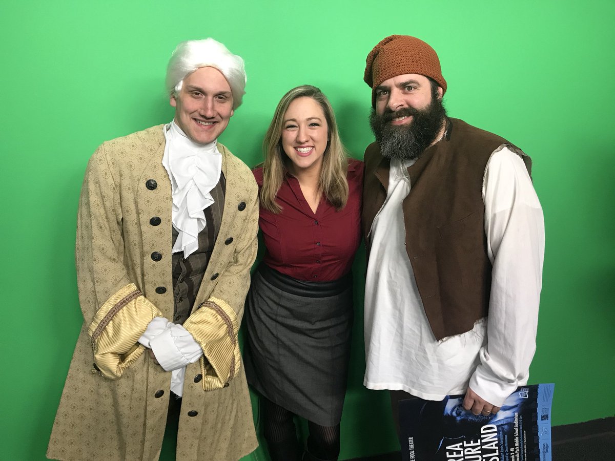 NatalieBrinegar's tweet photo. Dr. Livesey and Long John Silver are in studio today to chat with me about Treasure Island! #WiseFoolTheater @KQDS_FOX21 https://t.co/9Q23T8pUHl