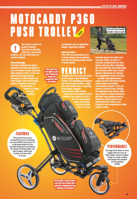 MotocaddyGolf's tweet photo. After a new push trolley? Read the great review from @jake0reilly on our P360 featured in the latest issue of @GolfMonthly out today. #P360 #PushTrolley #LeadingTrolleyandCartBagBrand https://t.co/hpsqNR0glZ