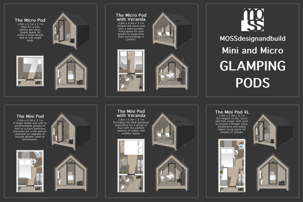 MossDesignPods's tweet photo. **GLAMPING PODS by MOSSdesignandbuild** Check out our Micro and Mini range of glamping pods
**PRICES for RENTAL and BUYING pods on our website**
...
...
#glamping #camping #glampingpod #campingpod #timbercabin #luxuryaccommodation #holidayaccommodation #timberpod #luxurylodge https://t.co/oWl8FcHLWV