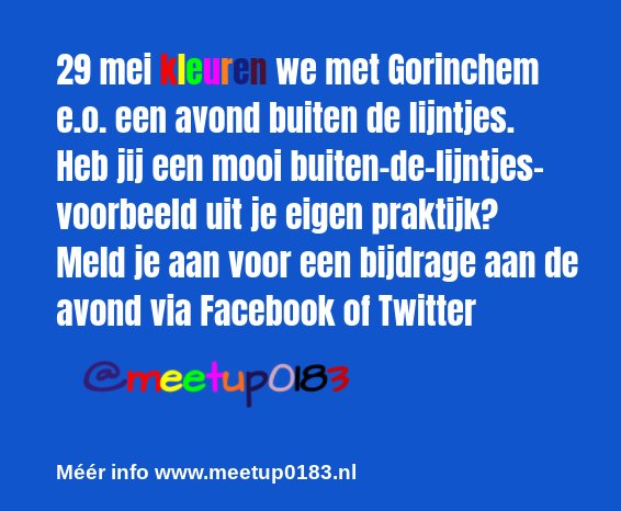 meetup0183's tweet photo. Wie onder de leraren in Gorinchem e.o.? Een mooi voorbeeld van een heel andere aanpak... https://t.co/g2eFutmtPn