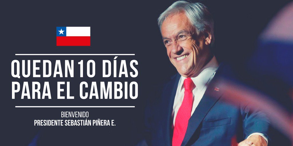 Sólo quedan 10 días para que Chile vuelva a tener #TiemposMejores para todos. Trabajaremos con unidad y compromiso para un mayor crecimiento y progreso de nuestro país. #GobiernoParaChile