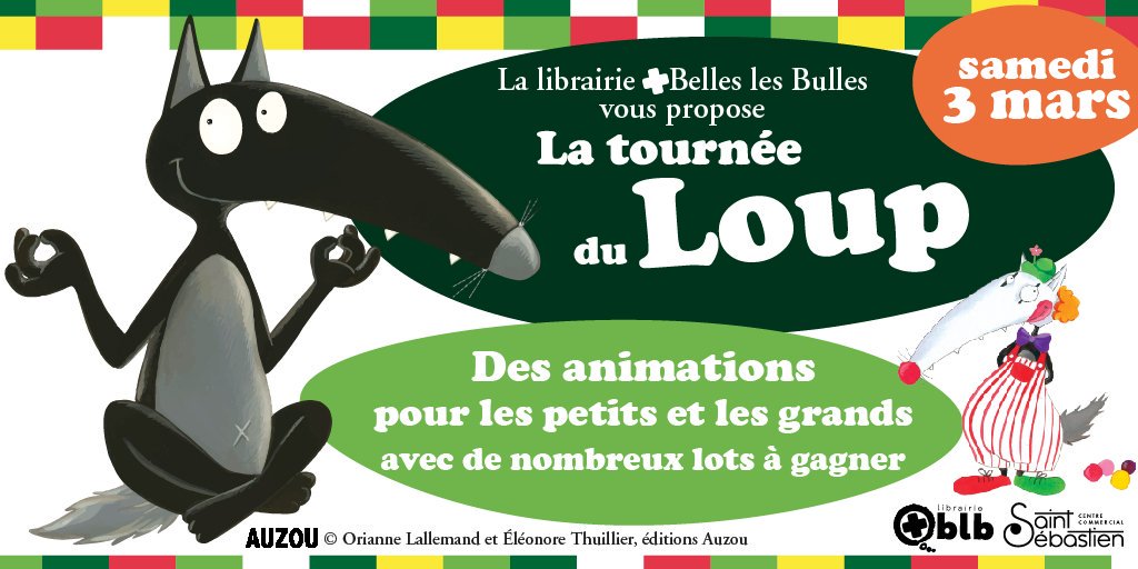 cc_stsebastien's tweet photo. #Événement : La tournée du loup fait escale dans votre Centre ce samedi 🎉 Rendez-vous toute la journée pour des animations et ateliers pour petits et grands ! https://t.co/2Y3LR3Id1M