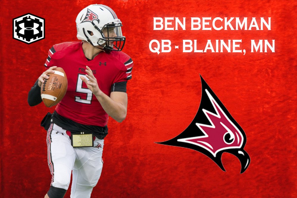 UWRFFootball's tweet photo. QB @benbeckman12 is looking to add a few more @wiacsports Player of the Week awards this season! #BirdsofPrey18 🔴⚪️⚫️ https://t.co/KInMG3b8Cb