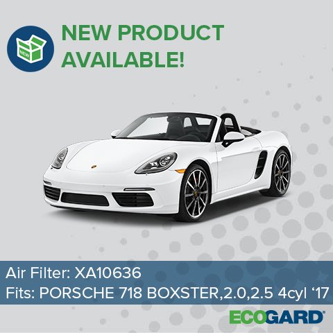 ecogard's tweet photo. NEW IN STOCK!⠀⠀⠀⠀
⠀⠀
Premium Air Filter – XA10636. Fits: #Porsche #718 #Boxster '17 #porsche #porschenews #gt2rs #porsche911 #porsche911gt2rs #911gt2 #autoparts #carsofinstagram #fastcars #car #cars #sportscar #performance #drive #porschelife #porschepix #luxurycars https://t.co/DzRnYq9O2x