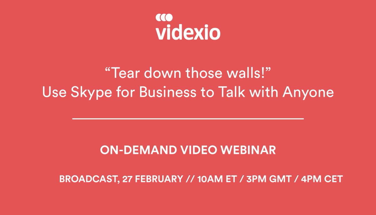 videxio's tweet photo. We broadcast our first #webinar of 2018 earlier this week, hosted by @videxio's very own @danhonour. If you missed the live event, never fear, on-demand #video is here! Register and watch the recording on demand. https://t.co/VKt0FAgCPI https://t.co/ZrshGGmSqq