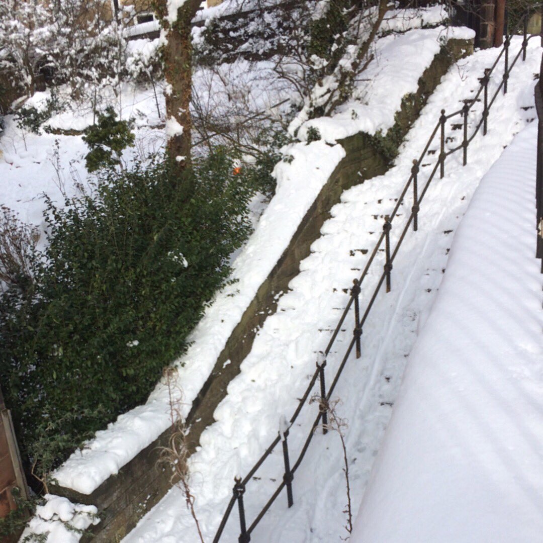 SixtySteps's tweet photo. The Sixty Steps look like a ski slope today (we have heard reports of skiers in Kelvingrove Park but wouldn’t recommend it on the Steps) https://t.co/wCHqoqbgVV