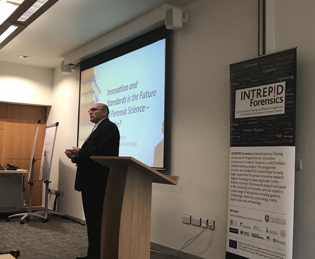 INTREPIDForSci's tweet photo. The fantastic Dr Dave Charlton sharing his experience in Forensic Science, and the importance of collaboration, innovation, and standards in the future of forensics #ForensicCollaboration https://t.co/17JMckh86b