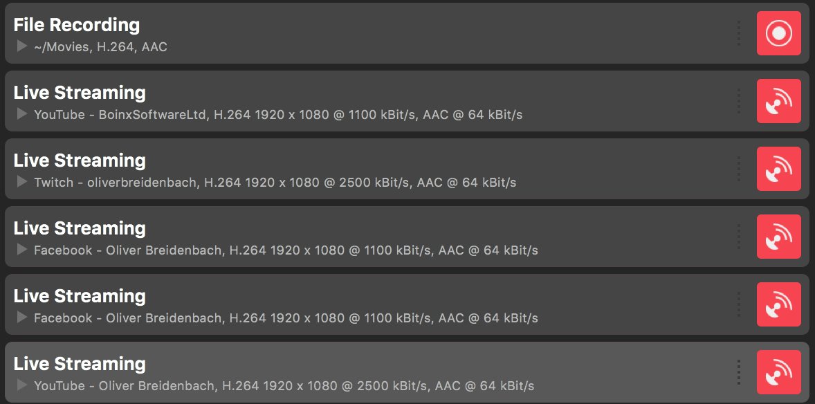 boinxtv's tweet photo. mimoLive 4.0b5 on a MacBook Pro (2017) streaming to 5 RTMP streaming destinations AND writing h.264 to disk. macOS 10.13 seems to have improved support for h.264 hardware encoding significantly. The limit was my upload bandwidth. https://t.co/8Lv4Ldrhnl