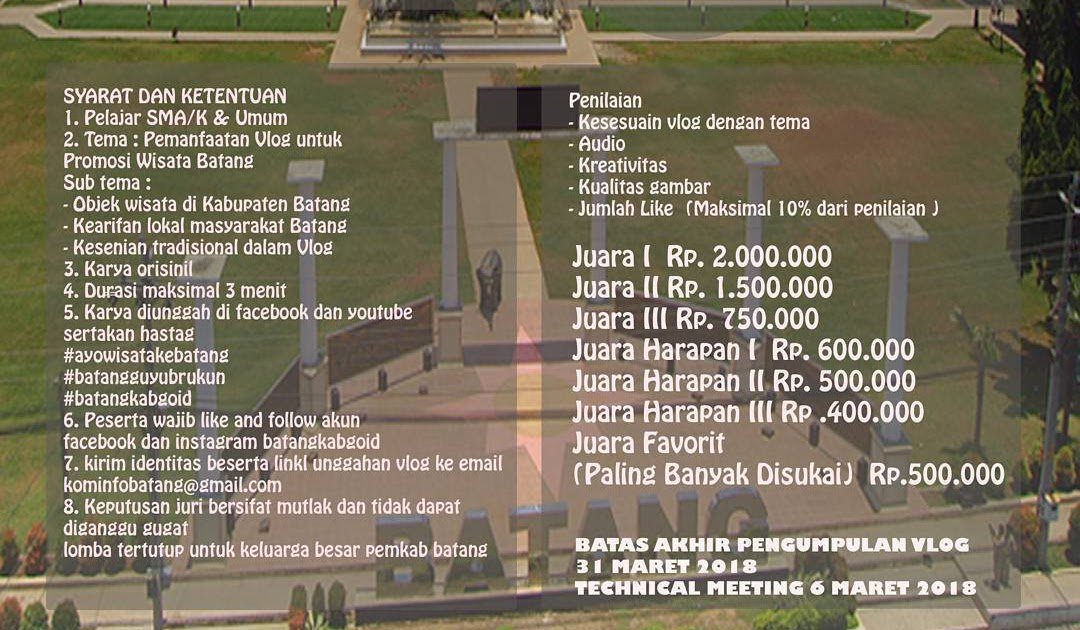 mbatangupdate's tweet photo. Lomba Vlog HUT Ke 52 Kabupaten Batang https://t.co/HEdbs3KUYT https://t.co/PudvL5zoCl