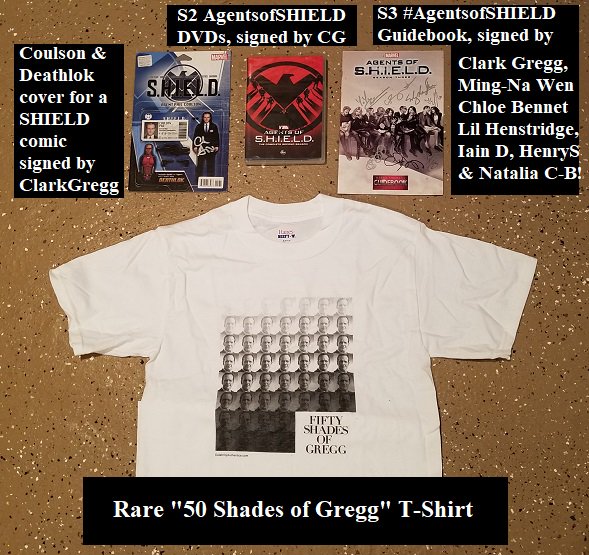 RT and FOLLOW <a href="/TheCGReporter/">Clark Gregg Reporter</a> for a chance to win a #SHIELD100 prize package of ALL the things you see in the photo

(Prizes include autographs from <a href="/clarkgregg/">Clark Gregg</a> <a href="/MingNa/">Ming-Na Wen</a> @ChloeBennet4 <a href="/Lil_Henstridge/">Elizabeth Henstridge</a> <a href="/IdeCaestecker/">Iain de Caestecker</a> #HenrySimmons &amp; @YOSOYCORDOVA!)