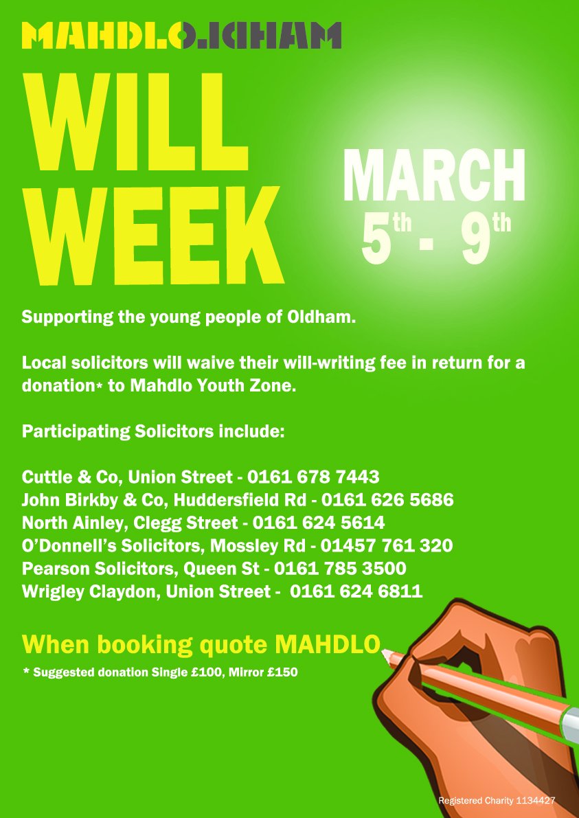 Still time to book an appointment to prepare your Will and support us @mahdloyz Thanks to our friends who are offering their services free of charge in return for a donation <a href="/NorthAinley/">North Ainley Solicitors</a> <a href="/ODSolicitors/">O'Donnell Solicitors</a> <a href="/Pearson_SFB/">Pearson Solicitors</a> <a href="/wrigleyclaydon/">Wrigley Claydon Solicitors - #TrustedFor225Years</a> Cuttle &amp; Co and John Birkby &amp; Co #makeadifference