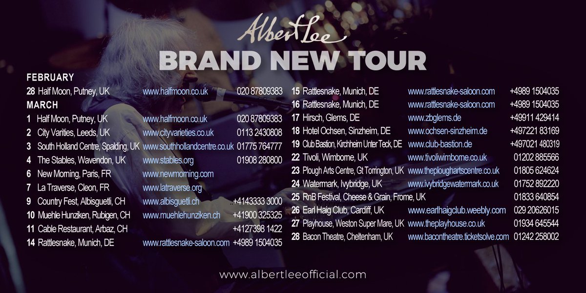 Kicked off the brand new tour last night! Plenty of dates over the next month, looking forward to seeing you all along the way. Go to albertleeofficial.com for ticket info.