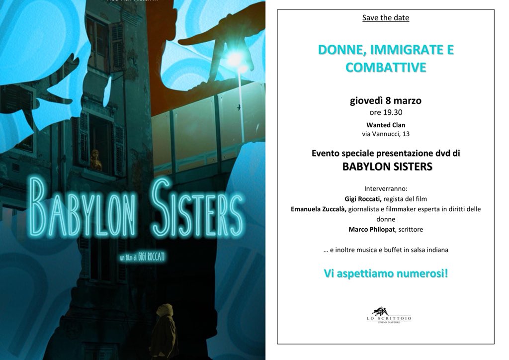 peppevoltarelli's tweet photo. giovedì 8 marzo alle 19.30 al Wanted Cineclan di Milano presentazione del dvd @BabylonSisters1 con @GigiRoccati @ezuccala #MarcoPhilopat  @LoScrittoioMI @Marionx9 @AmberDutta https://t.co/gpgFXQkaBo