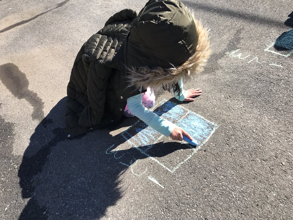MrChelman's tweet photo. Sidewalk fractions! What fraction of the shape did your partner shade? https://t.co/mylrIA8dJX