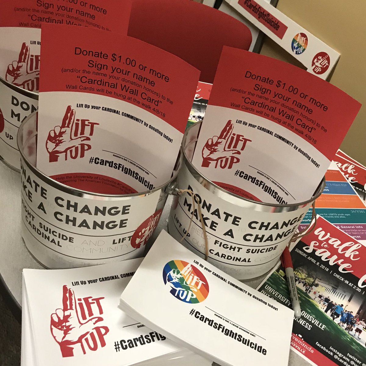 CARDSFight's tweet photo. @CommonwealthCU and @UofLCampusStore are partnering with us to eliminate suicide. Stop by to donate and fill out a wall card. #cardsfightsuicide https://t.co/PQPNWmZS9i