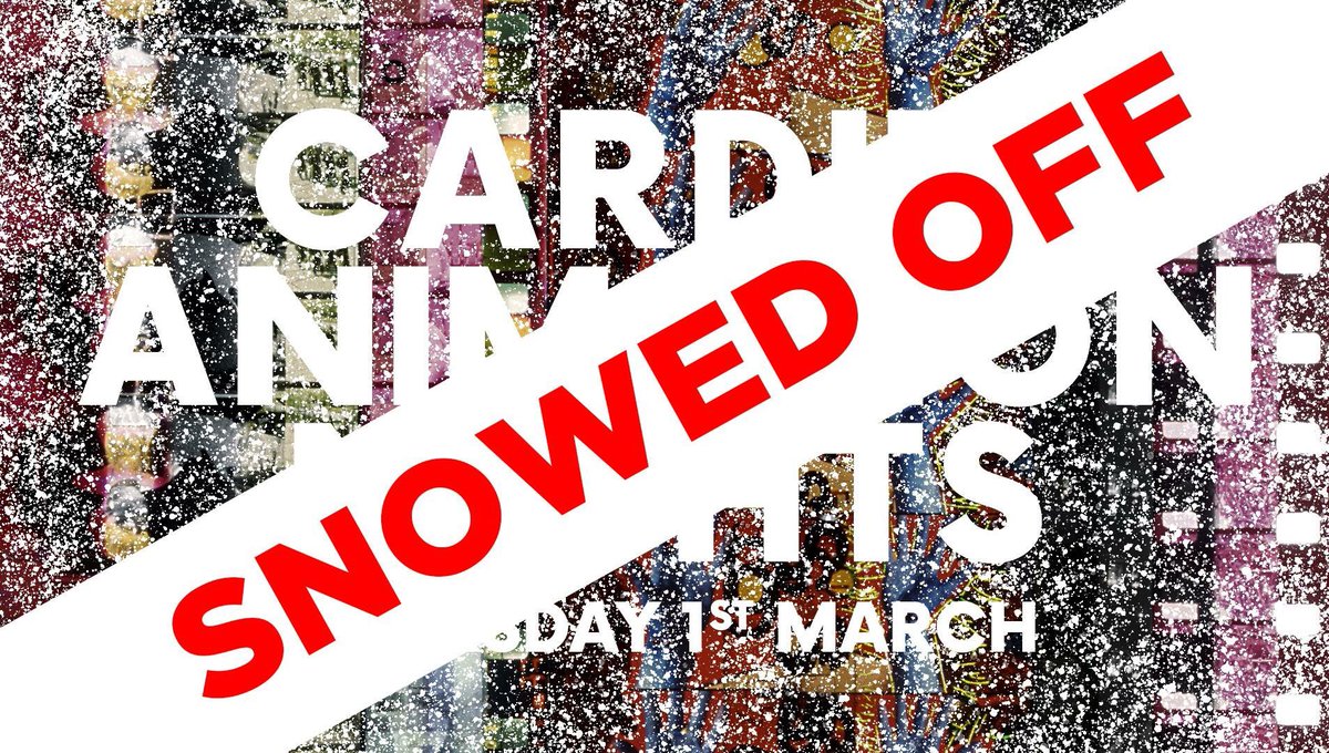 Sorry everyone, no Cardiff Animation Nights tonight - we may be a force to be reckoned with, but we're not about to take on the Beast from the East! 

BUT we've still got treats in store for you... keep your eyes peeled for our first <a href="/CardiffAnimFest/">Cardiff Animation Festival</a> announcements!
