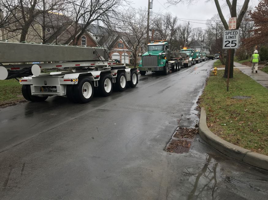 WeMoveCincy's tweet photo. HYDE PARK: Crews are setting the beams today on the Grovedale Bridge for the @wassonway bike trail. Grovedale will be closed intermittently at Downing for brief periods until late afternoon as crews use a crane to pick up and set the beams.    @CincyBikes @CityOfCincy @mannster71 https://t.co/3TOWdVQPIQ