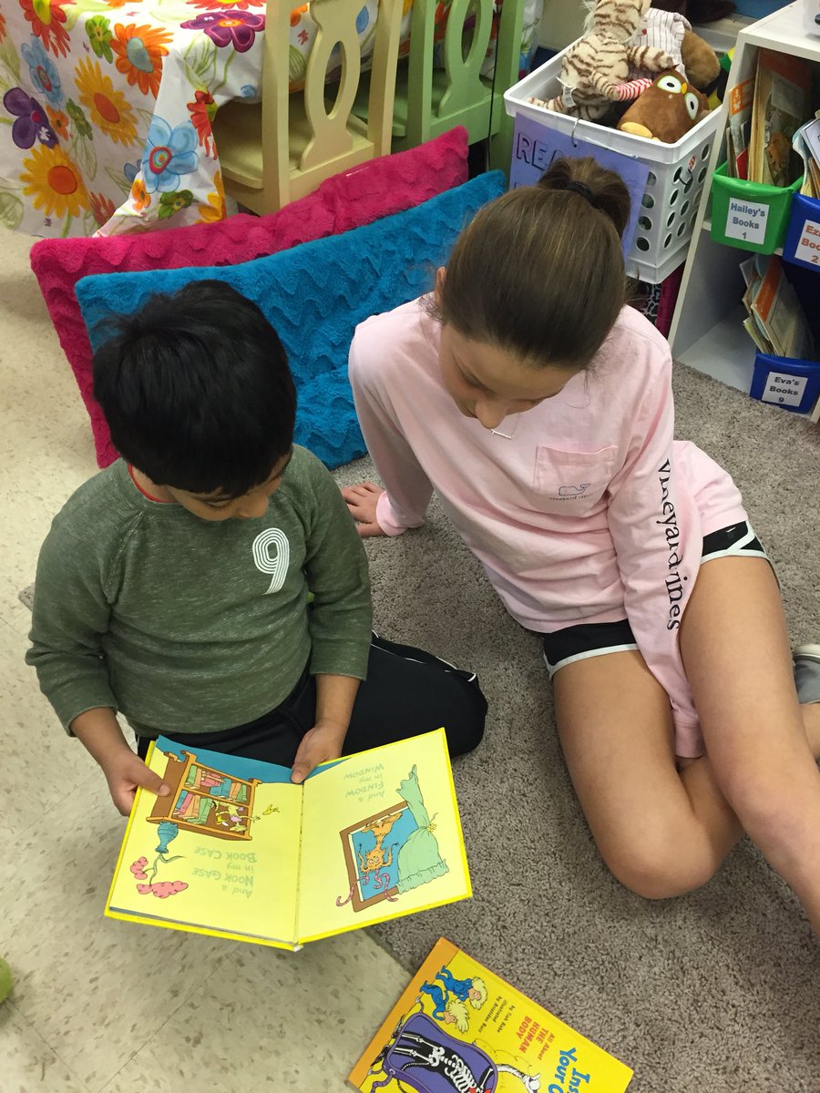 Preparing for Read Across America Day with our kindergarten buddies from Mrs. Eckenrode’s class. ❤️❤️ <a href="/drseuss1904/">Dr. Seuss</a>