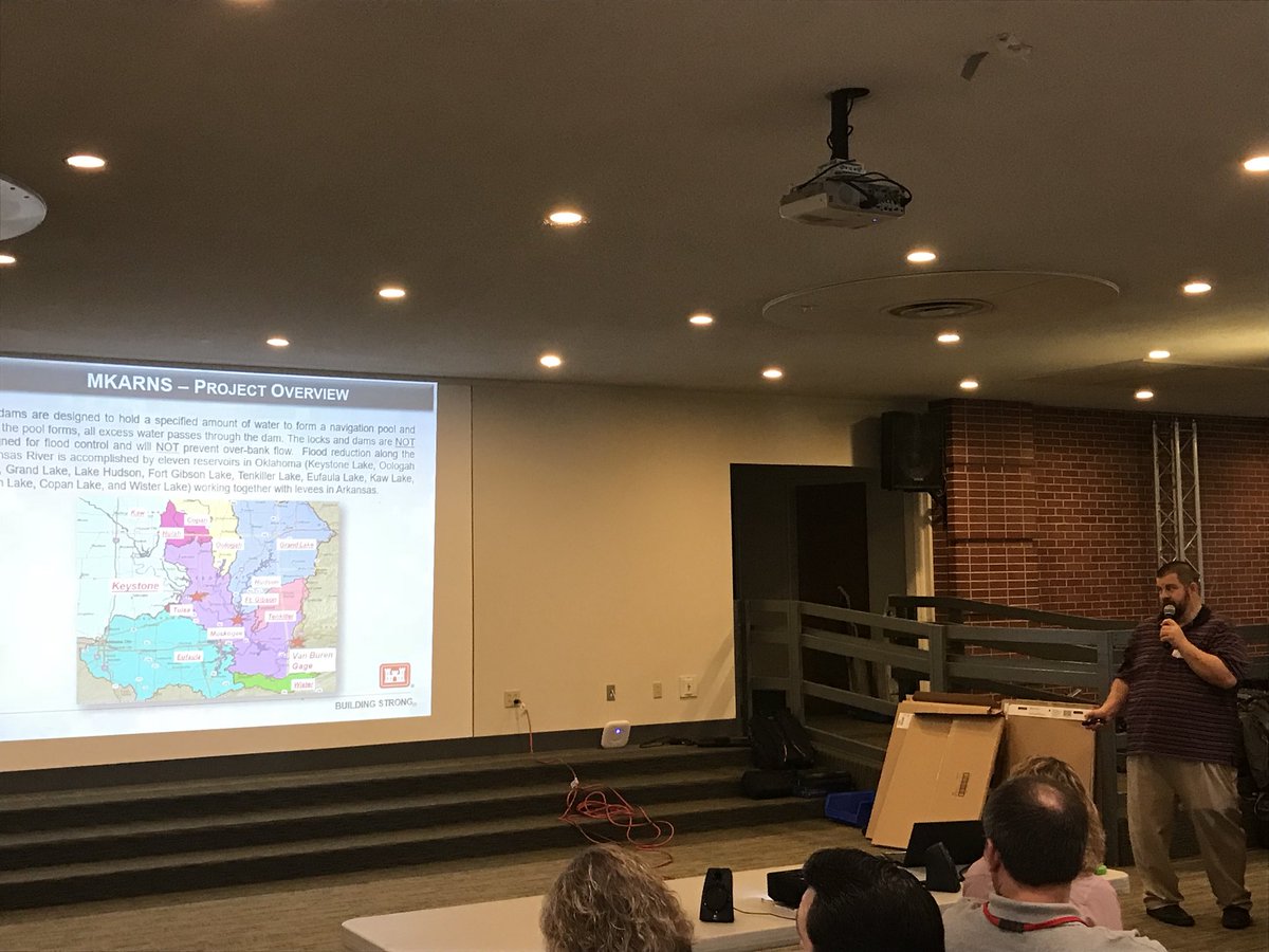 AR_Emergencies's tweet photo. Matt Moix with @usacelittlerock is telling the #ArIWT all about the effects upstream rivers can have during flood events. #BePrepared #arwx https://t.co/Bkwy5AuKJi
