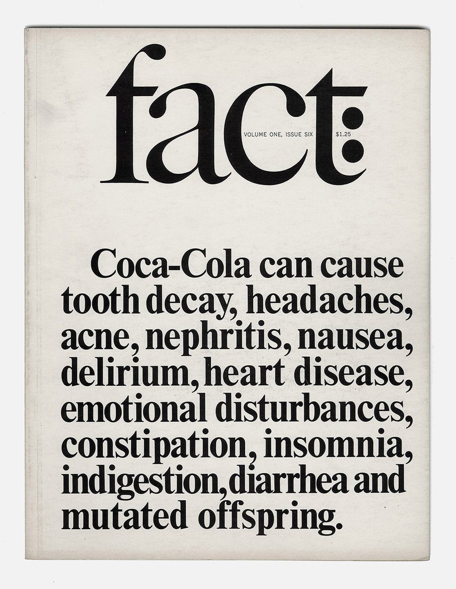 AstridStavro's tweet photo. Fact, Issue Six (November-December 1964)
Published by Ralph Ginzburg 
Designed by Herb Lubalin @lubalincenter https://t.co/4rkKLdPQkc