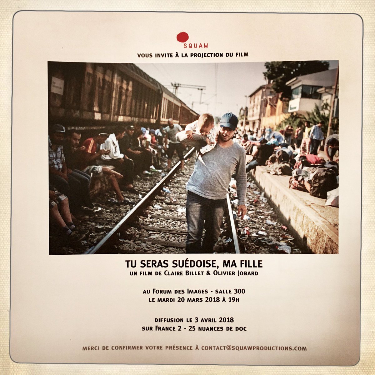 Les_squawk's tweet photo. Avant-première ! documentaire 20 mars 19h #Tuserassuedoisemafille @ClaireBillet &amp; @ojobard au @forumdesimages  Produit avec @France2tv @AlvaresseC  &amp; Alex. Marionneau #25nuances 👏 https://t.co/Otv12tTzJx