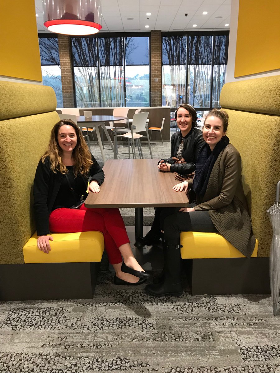 ComArchs's tweet photo. A few of our interior designers snuck out of the office today to visit one of our recently completed corporate office projects. Love the bright, fun accents and this awesome kitchen area! Wouldn’t you love to work here? #rva #comarchs https://t.co/ykg6dOHEkH