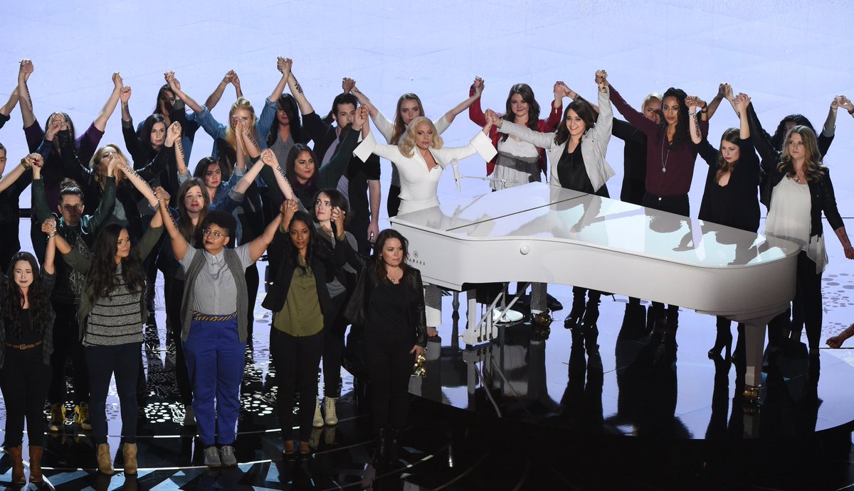 madygaga's tweet photo. Two years ago this week, Lady Gaga performed Til It Happens To You from The Hunting Ground at the #Oscar with Joe Biden and 50 survivors. The power of Gaga's song stays with us, and we hope it continues to remind all of you that you're never alone. #MeToo I'm a survivor #THTY ✊ https://t.co/rRWWGoft8J