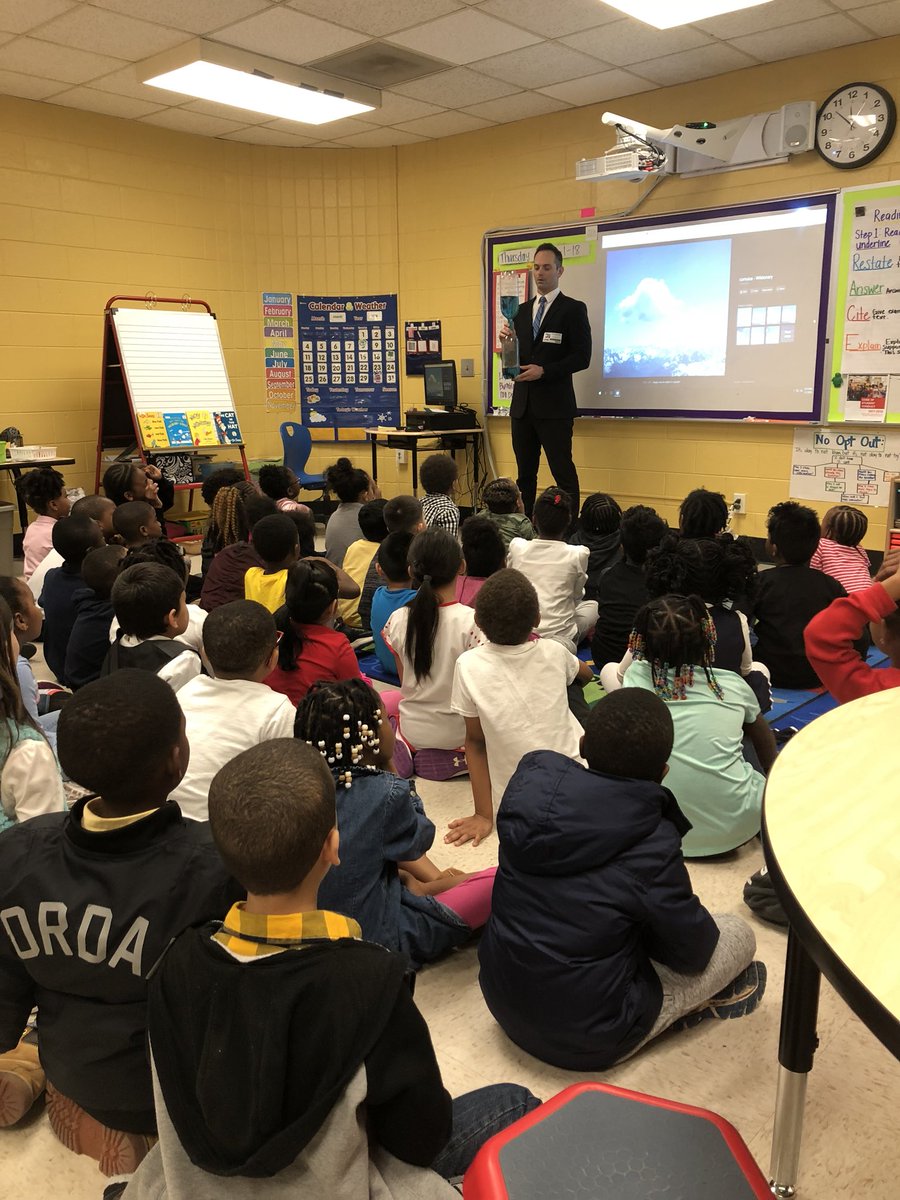 MsCarlough's tweet photo. Busy day today! We had a visit from Nick the meteorologist from @FOX46News and our first semester award ceremony! Great job scholars! https://t.co/PbJqAyxriT