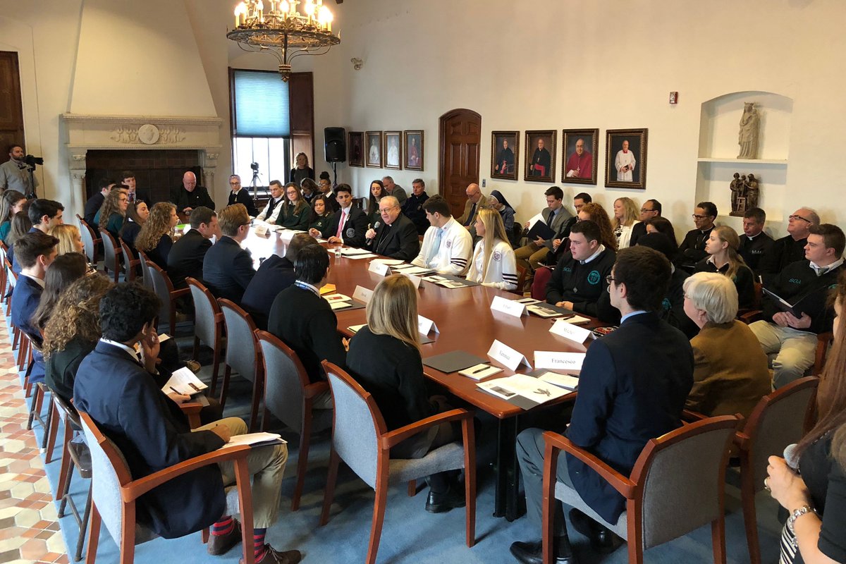 camdendiocese's tweet photo. In an unprecedented call to action, Bishop Sullivan brought together student leaders from the 9 Catholic high schools in South Jersey to discuss how we join the fight against gun violence targeting schools across the country.
https://t.co/0f7ltHkCao https://t.co/7kHIecPB0K