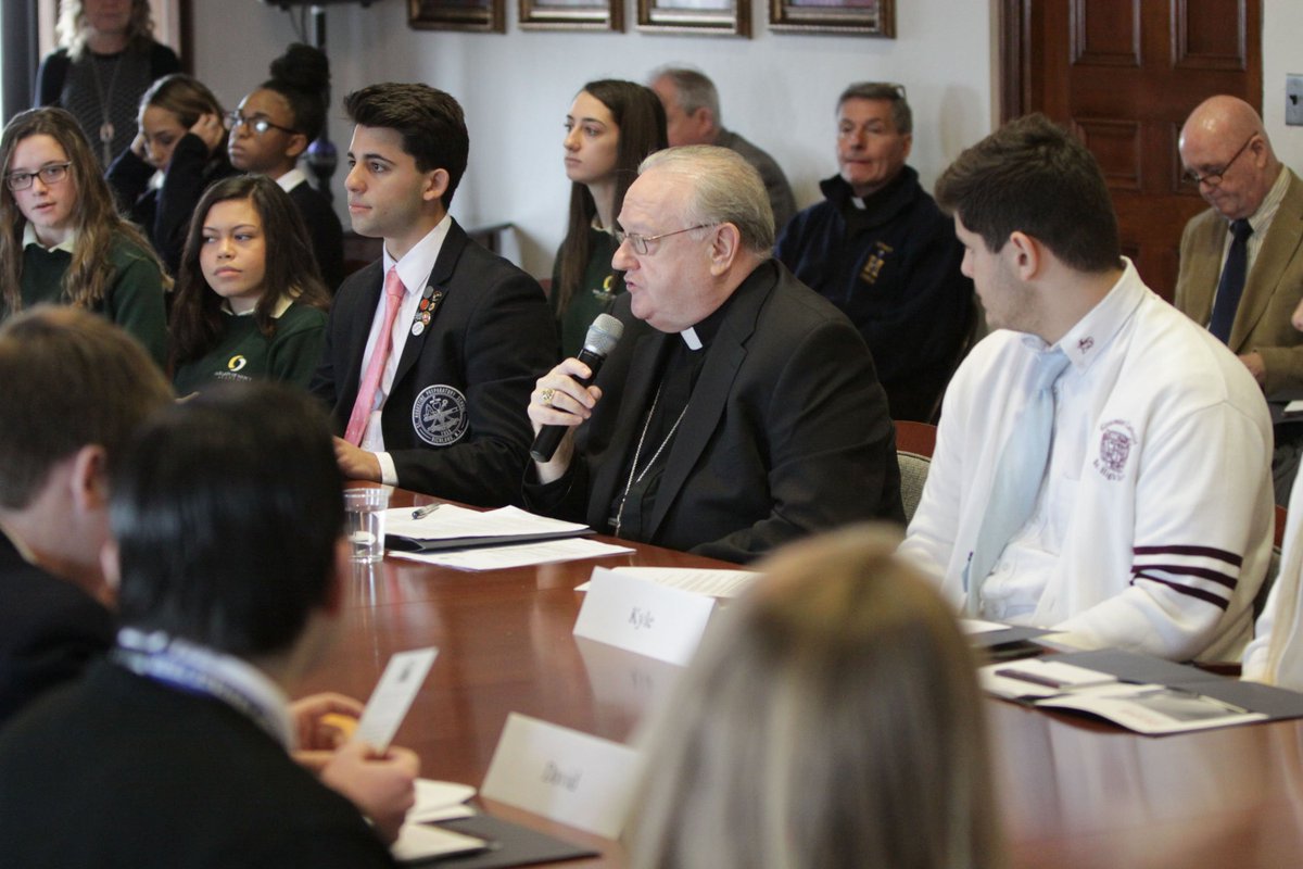 camdendiocese's tweet photo. In an unprecedented call to action, Bishop Sullivan brought together student leaders from the 9 Catholic high schools in South Jersey to discuss how we join the fight against gun violence targeting schools across the country.
https://t.co/0f7ltHkCao https://t.co/7kHIecPB0K