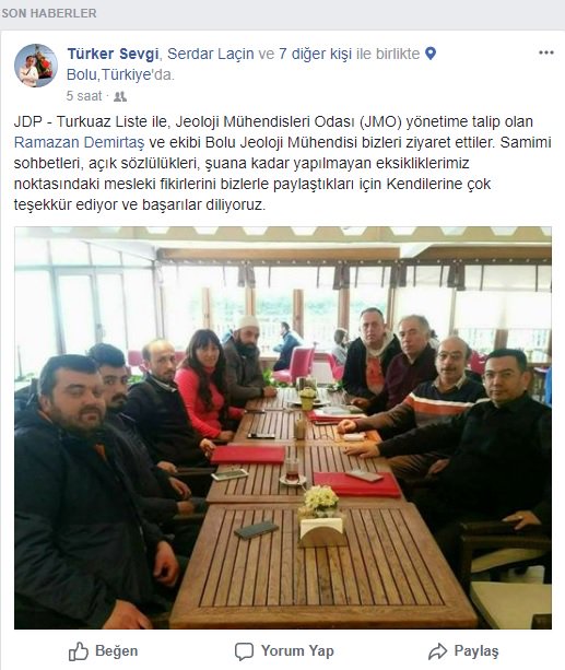 01 Mart 2018 Perşembe günü Bolu ilinde yaşayan, görev yapan meslektaşlarımızı ziyaret ettik. Bizlere zaman ayırıp toplantımıza katılım sağlamış her bir meslektaşımıza ayrı ayrı teşekkür ediyor, saygı ve selamlarımızı sunuyoruz.