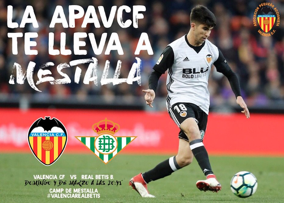 apavcf's tweet photo. ¡La #APAVCF te lleva a Mestalla!

¡Sorteamos 4 entradas 🎟 para el partido de #LaLiga entre #ValenciaRealBetis que se disputará en #Mestalla! 

Para participar: 
👉 Haz RT
👉 Sigue a la cuenta de la @apavcf

¡Mucha suerte y amunt! https://t.co/qL5sMIzBkT