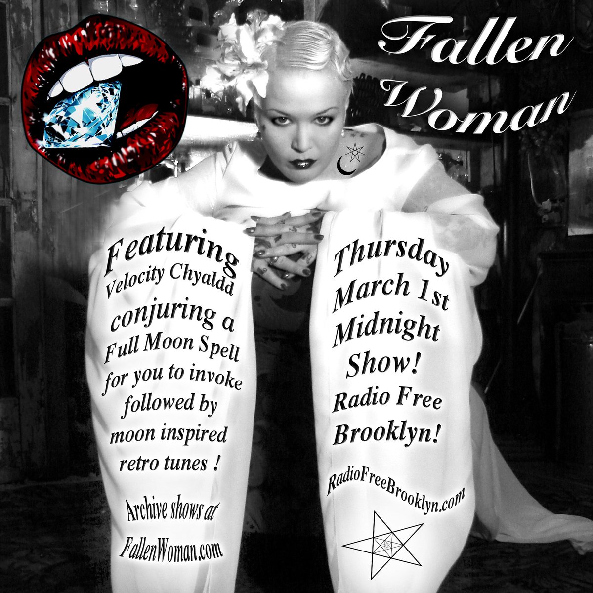 HausOfHag's tweet photo. ♪♫•*FALLEN WOMAN*•♫♪
MIDNIGHT ★ TONIGHT @RadioFreeBk
#RadioFreeBrooklyn @FallenWomanAir
#FallenWomanRadio #FullMoonSpell https://t.co/k9n2dCFsep